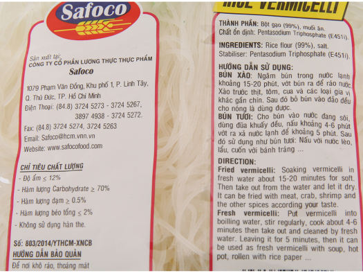 [Lốc 5 gói] Bún gạo khô Safoco gói 200g/ 400g