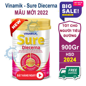 Sữa bột Sure Diecerna - Hộp thiếc 900g - Sữa Vinamilk Dành cho người tiểu đường.