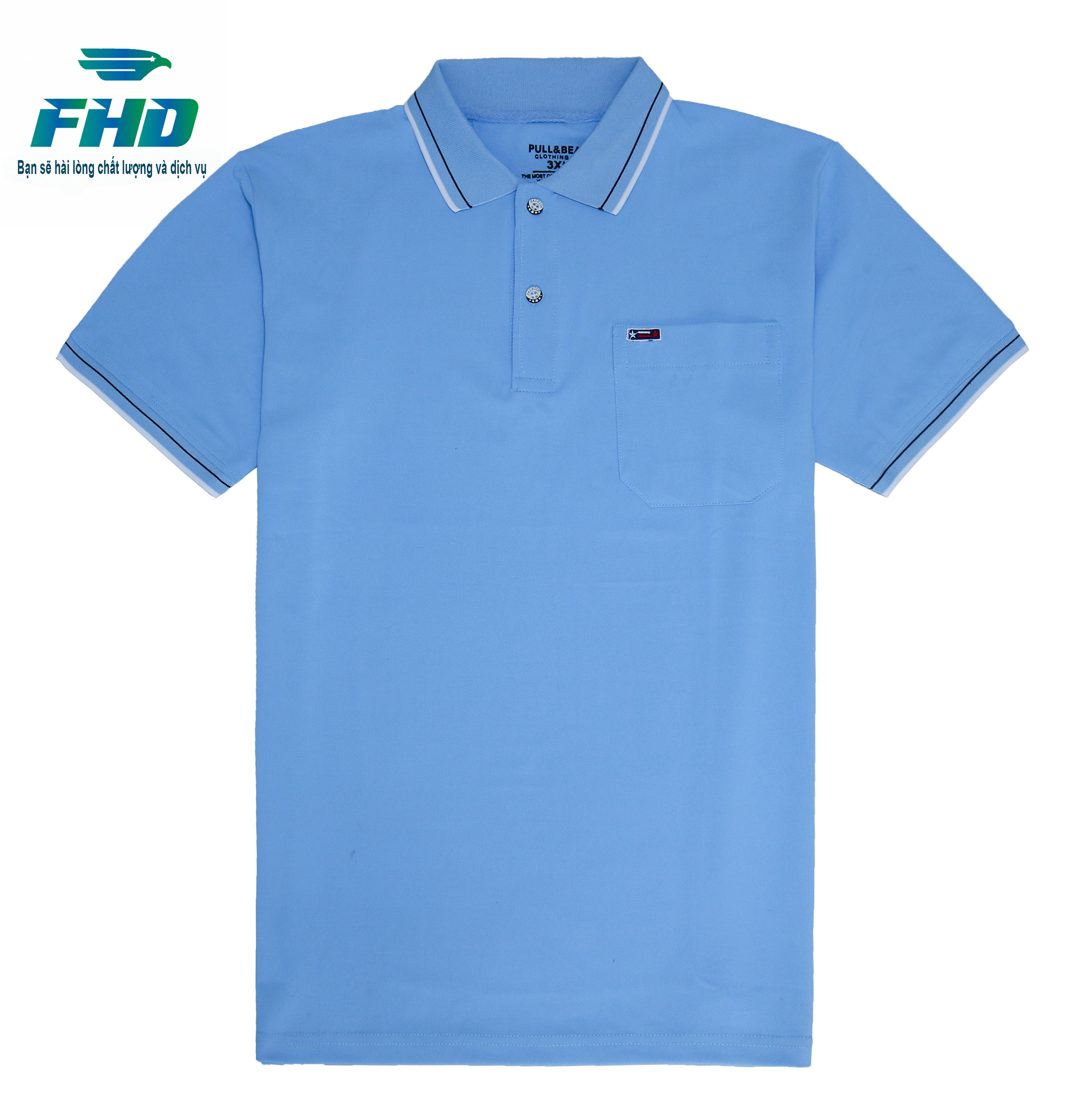  Áo thun polo nam trung niên ngắn tay có cổ có túi sọc cổ có form to rộng rãi có size cho người 90 kg FHDA015_1 