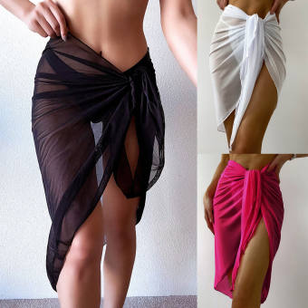 Váy Che Eo Thắt Nút Khăn Choàng Mỏng Nhẹ Cho Nữ Váy Che Đi Biển Bikini Quấn Áo Choàng Lấp Lánh Cho Đồ Bơi Áo Tắm