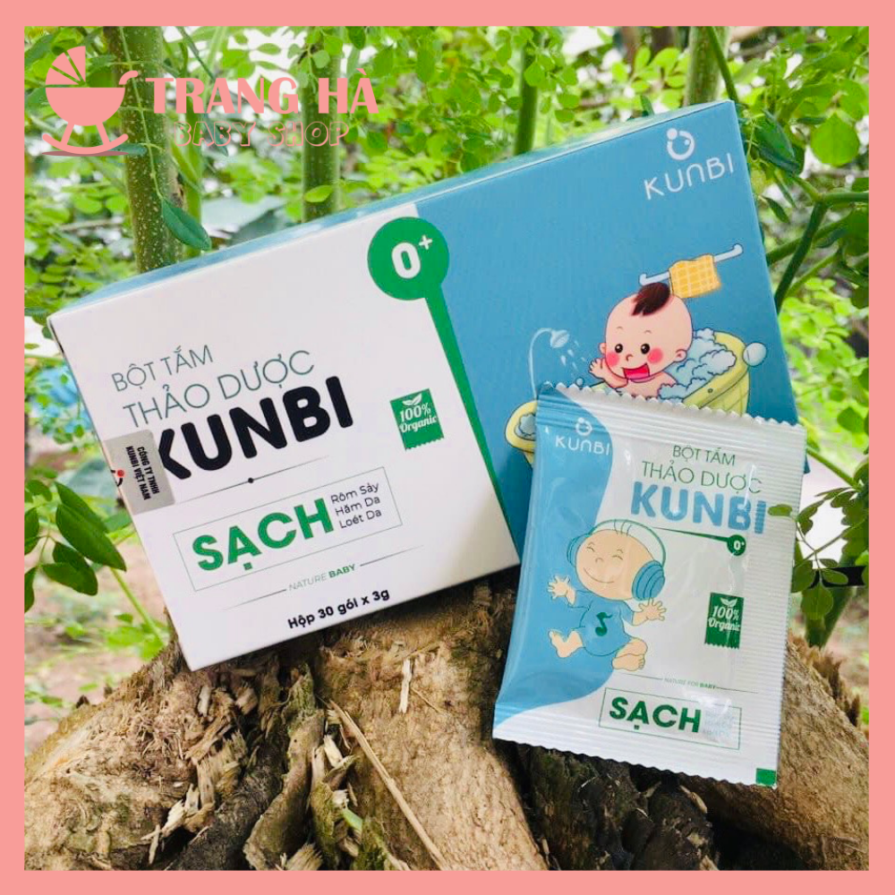 Bột tắm trẻ em thảo dược kunbi ngừa rôm sảy, hăm da, mụn nhọt
