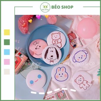 Gương mini tròn một mặt cầm tay bỏ túi tiện lợi in hình đáng yêu