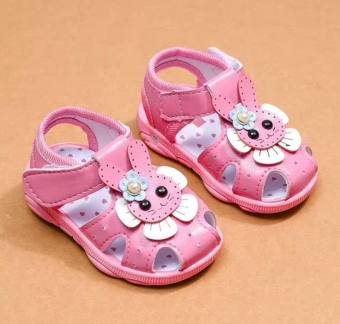 Sandal tập đi bé gái thỏ con êm mêm, ko trơn, có còi kêu bíp bíp