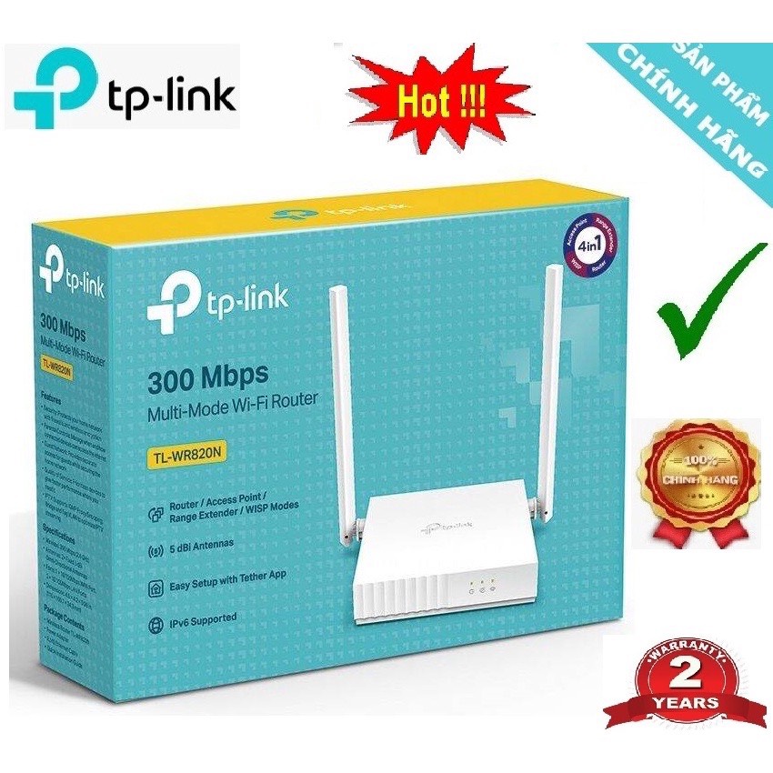 Bộ phát wifi - router wifi tplink tl-wr 820n chuẩn n tốc độ 300mbps chính hãng bảo hành 24 tháng