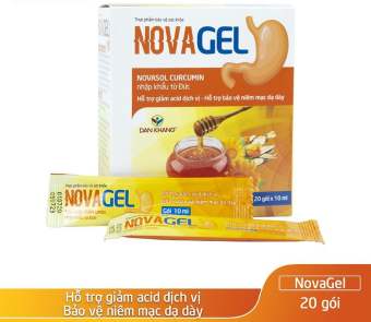 Novagel gói giảm đau bao tử dạ dày. trào ngược thực quản. Hộp 20 gói, gói 10ml