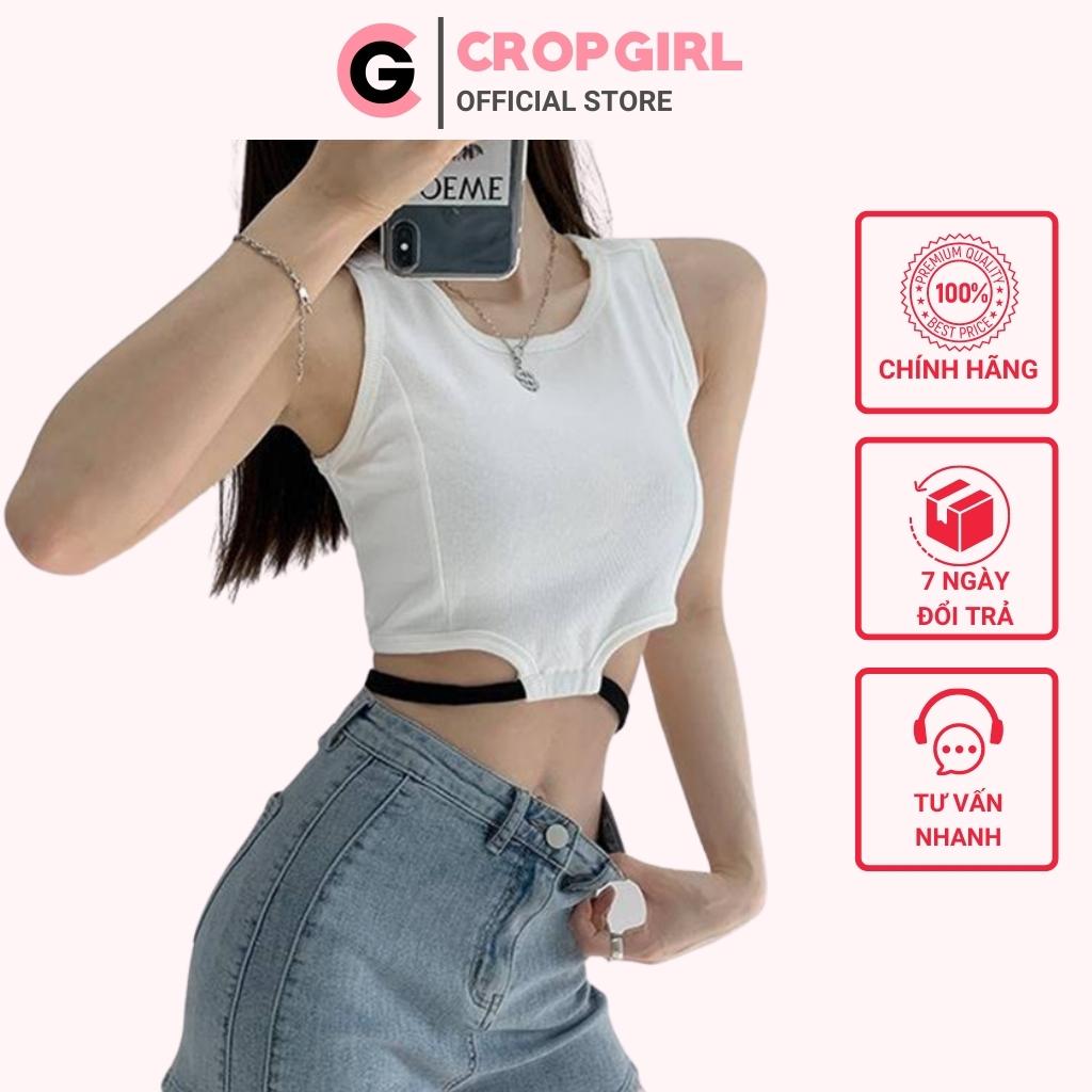 Áo ba lỗ nữ sát nách phối dây eo cropgirl - áo croptop ôm 3 lỗ chất thun gân mềm mịn