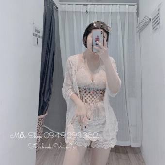 Set Bikini Đi Biển Họa Tiết Ren Len Móc Thổ Cẩm Bộ Bơi Nữ 3 Chi Tiết Có Bán Rời Áo Bra Đính Hạt Hottrend Mùa Hè 2023