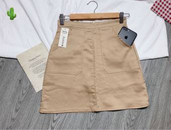 CHÂN VÁY KAKI NỮ LƯNG CAO NGẮN - CHÂN VÁY CHỮ A 2 TÚI