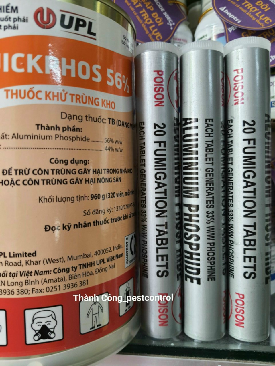 Thuốc xông mọt gạo,lúa,ngô,mỳ,thực phẩm QUICKPHOS 56% dạng tuýt 20 viên