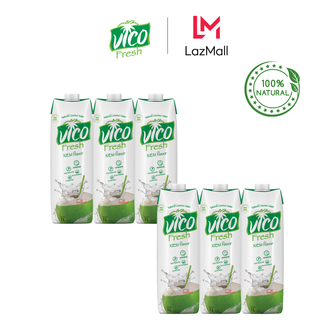THÙNG 6  HỘP NƯỚC DỪA XIÊM VICO FRESH 1L