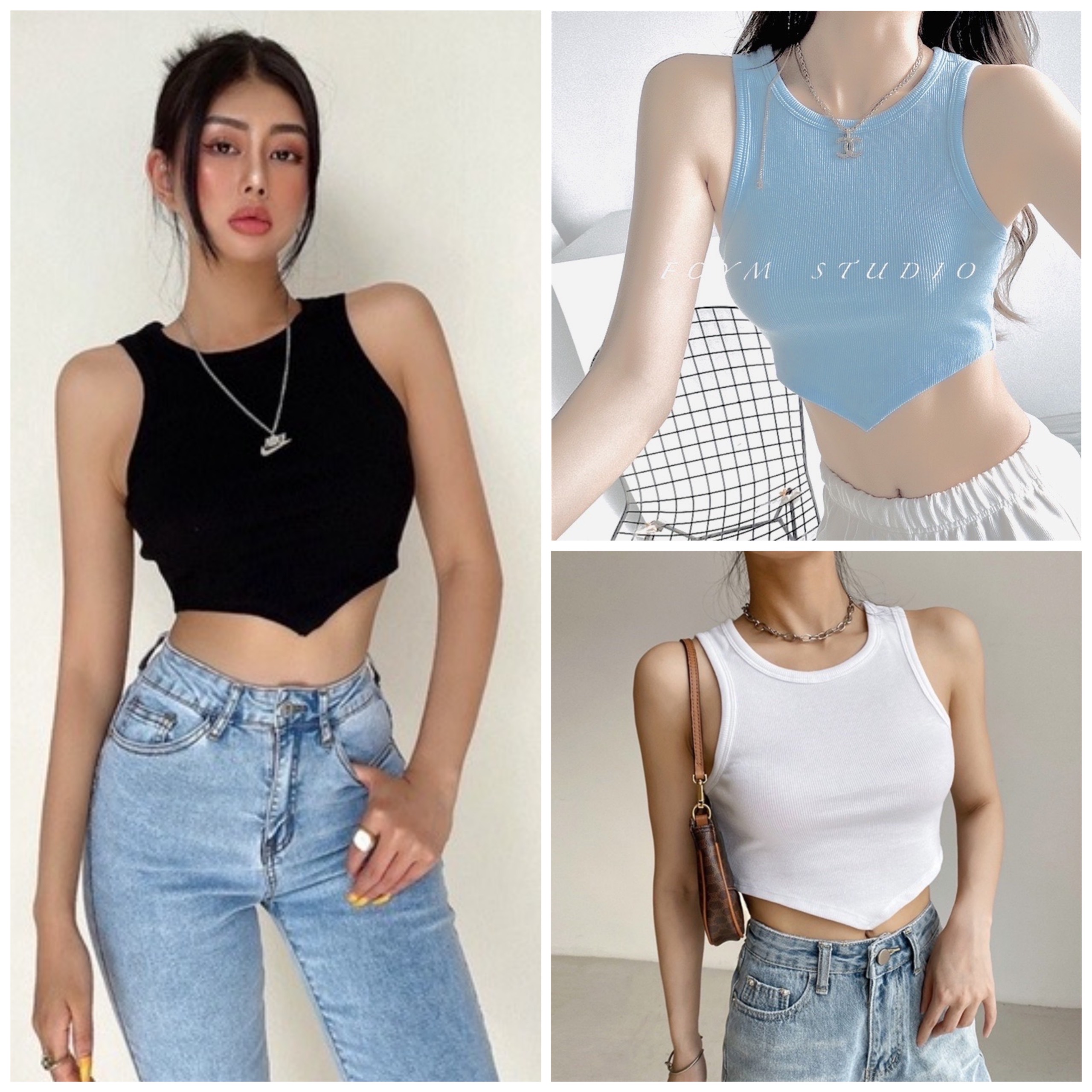 [KÈM ẢNH THẬT] ÁO BA LỖ NỮ LAI NHỌN FROM ÔM CROPTOP , CHẤT THUN GÂN MỊN CO DÃN TỐT THỜI TRANG HÀN QUỐC HYEON STORE