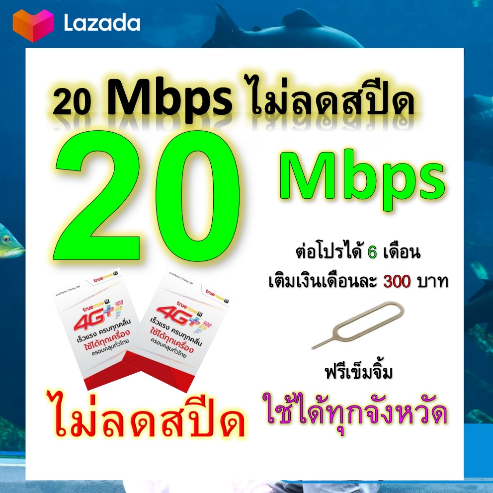 ซิมโปรเทพ 20 Mbps ไม่ลดสปีด เล่นไม่อั้น โทรฟรีทุกเครือข่ายได้ แถมฟรีเข็มจิ้มซิม