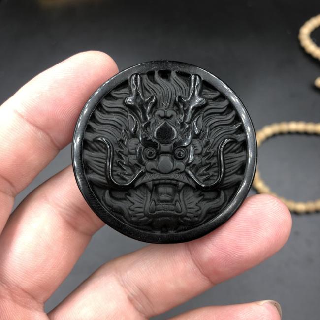 Mặt dây chuyền rồng đá đen Obsidian CP637