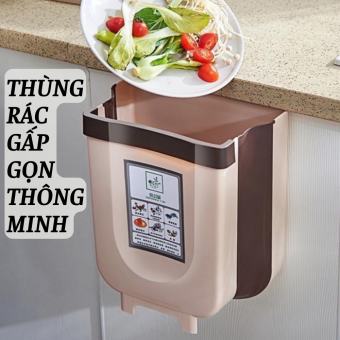 Thùng Rác Gấp Gọn Thông Minh Mini Có Ngăn Để Túi Đựng Rác Tiện Lợi, Dùng Để Treo Tủ Bếp