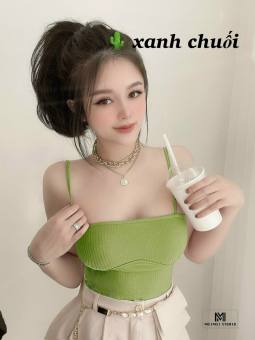 Áo 2 dây ngang thun gân body croptop