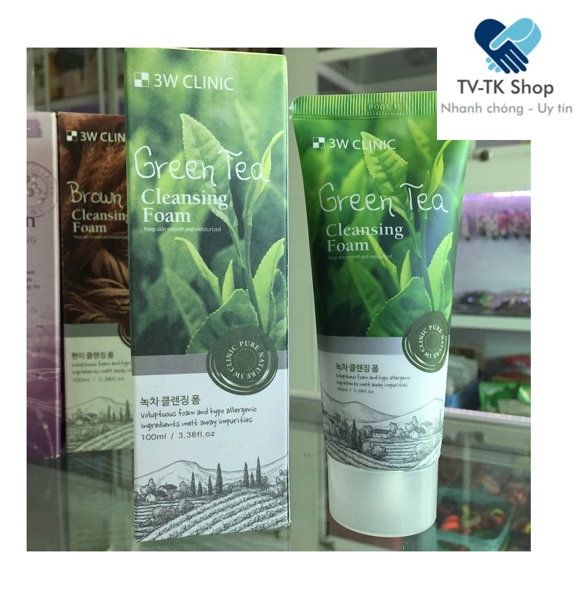 Sửa rửa mặt trà xanh 3w clinic cleansing foam - mẫu mới