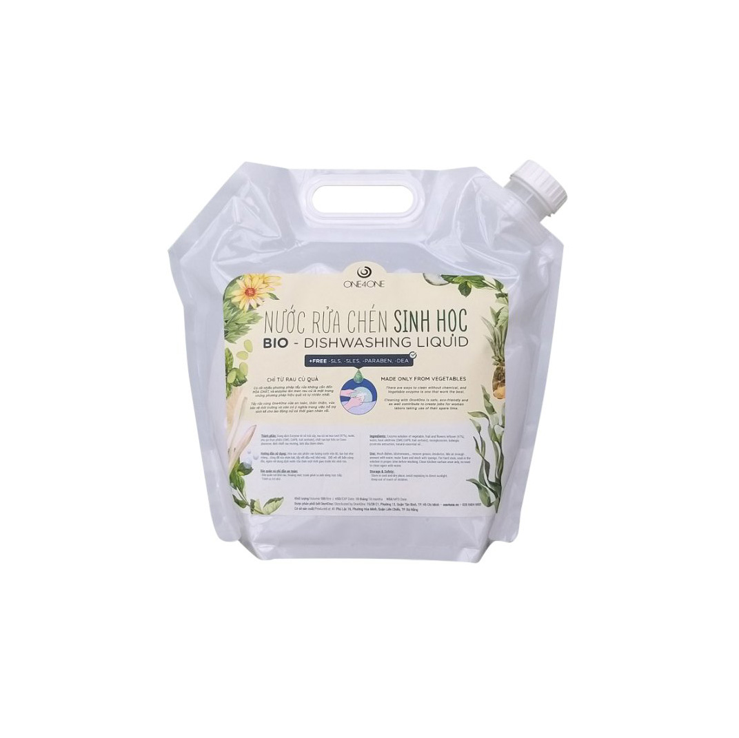 Nước rửa chén sinh học one4one 1l, 4.9l