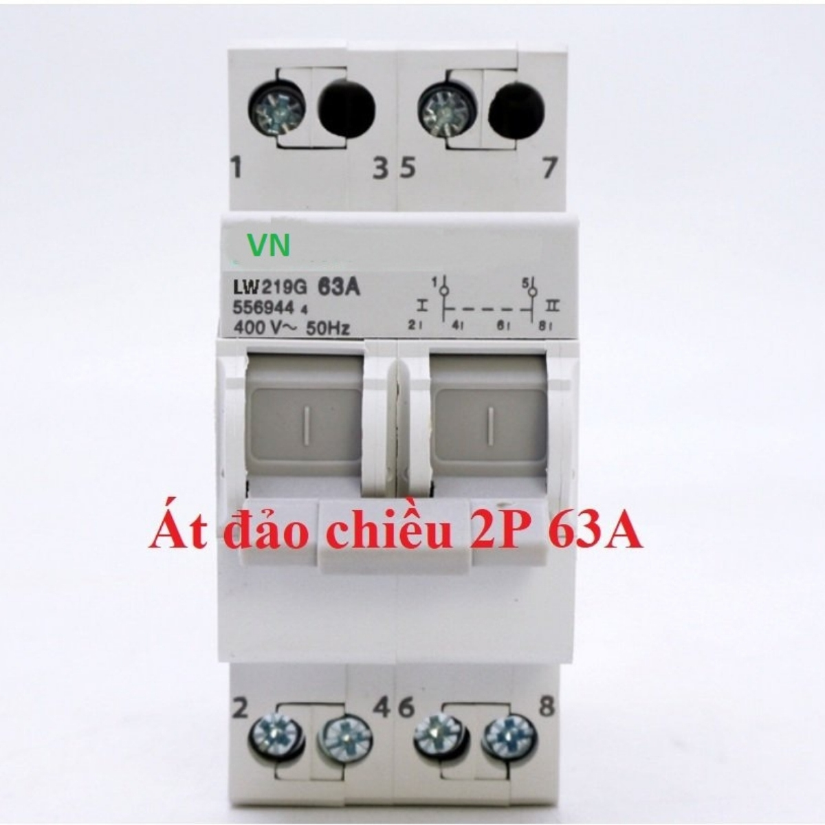 Át chuyển đổi 2 nguồn điện 2P 63A 220V  Cầu dao đảo chiều dạng aptomat- CB đảo chiều