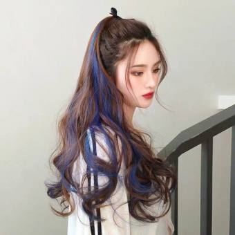 Tóc giả nữ cao cấp buộc xoăn light xanh phong cách Hàn Quốc