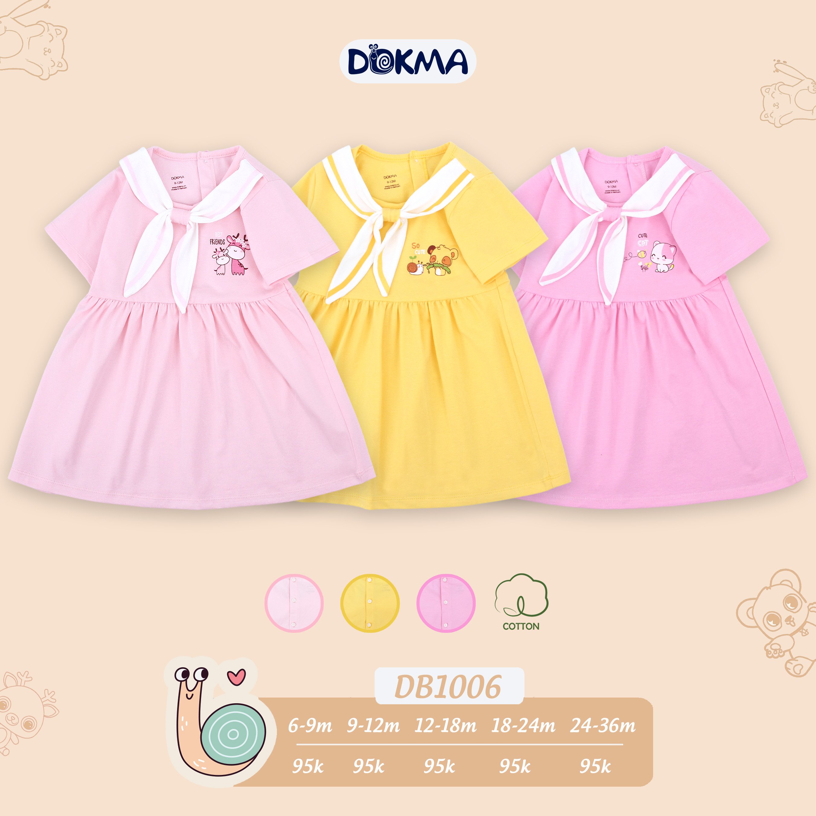 Váy cộc tay cotton cho bé - dokma