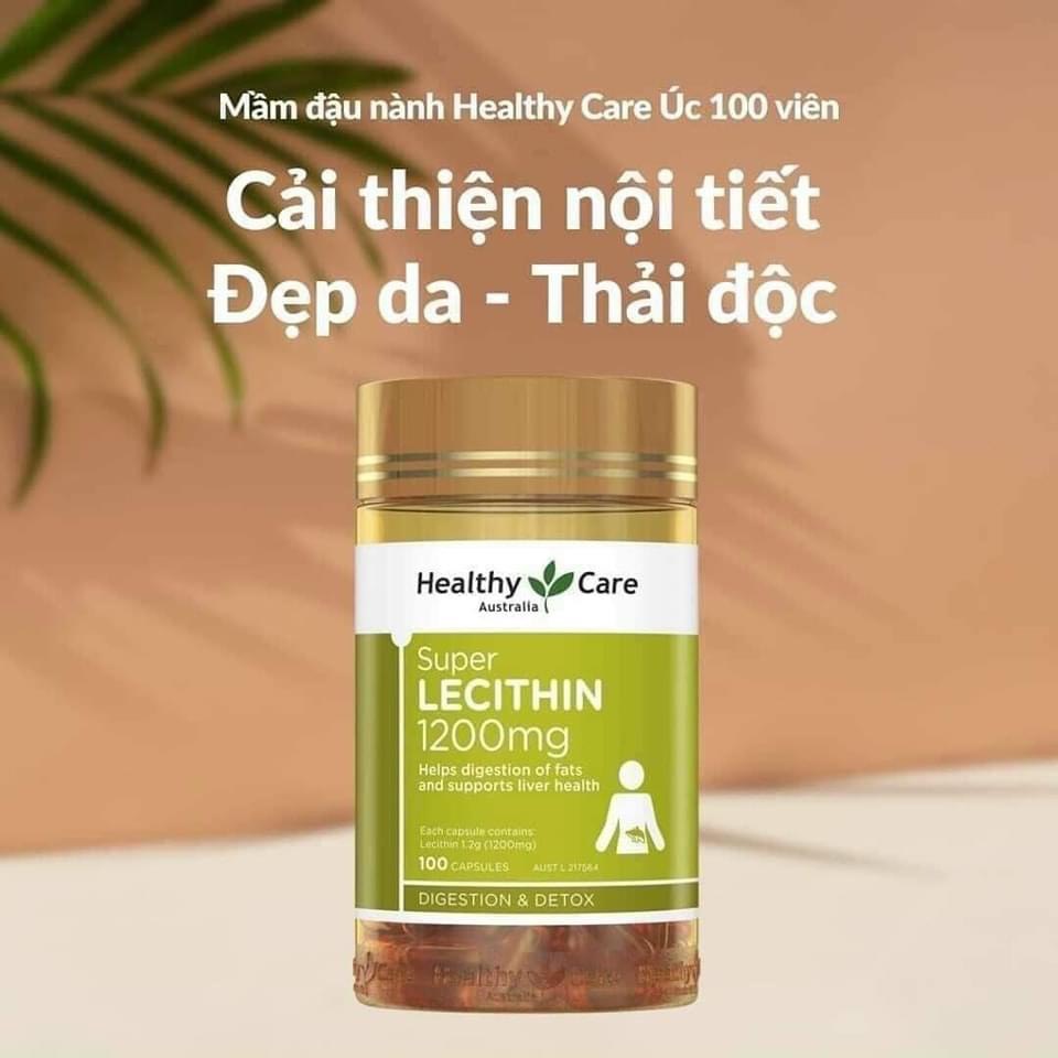 Viên uống mầm đậu nành Super Lecithin 1200mg 100 viên Healthy Care Úc(mẫu mới)