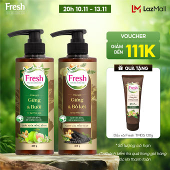 Combo 2 Dầu gội Fresh Thảo mộc dưỡng sinh Sạch gàu mềm mượt + Chắc khỏe bồng bềnh 480g/chai