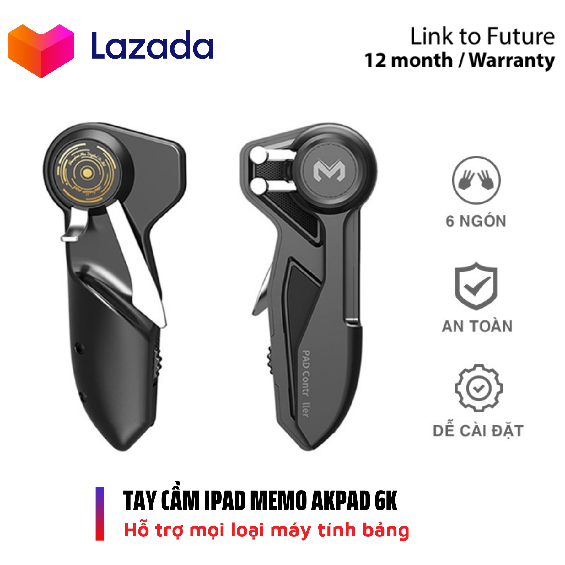 Tay cầm chơi game auto táp dành cho máy tính bảng, ipad memo akpad 6k tay cầm chơi game pubg,ff glv technology