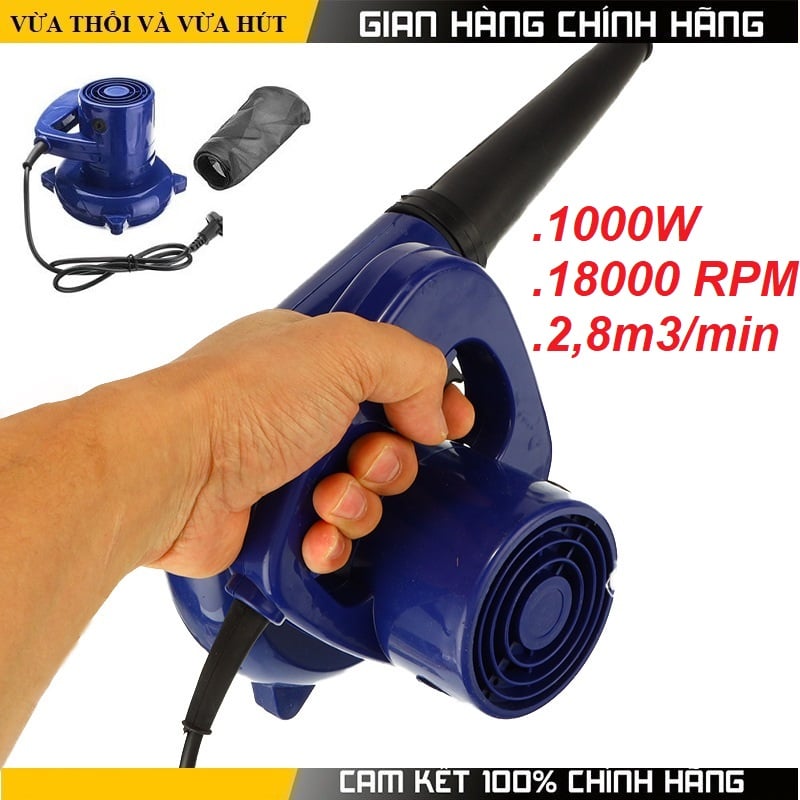 Máy thổi hút bụi 2 chiều | Thổi bụi, hút bụi nhỏ gọn cầm tay | Công suất lớn 1000w, tốc độ 18000v/p | Hàng chính hãng lõi đồng | Bảo hành 3 tháng