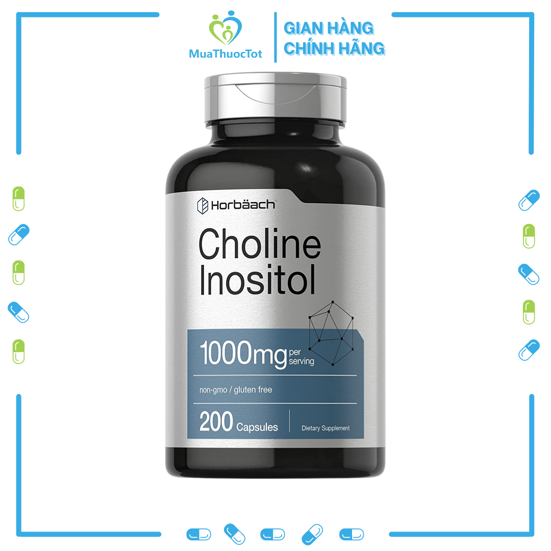 Viên uống tăng cường hệ miễn dịch cải thiện thiếu máu và tim mạch horbaach choline inositol 1000mg 200 viên