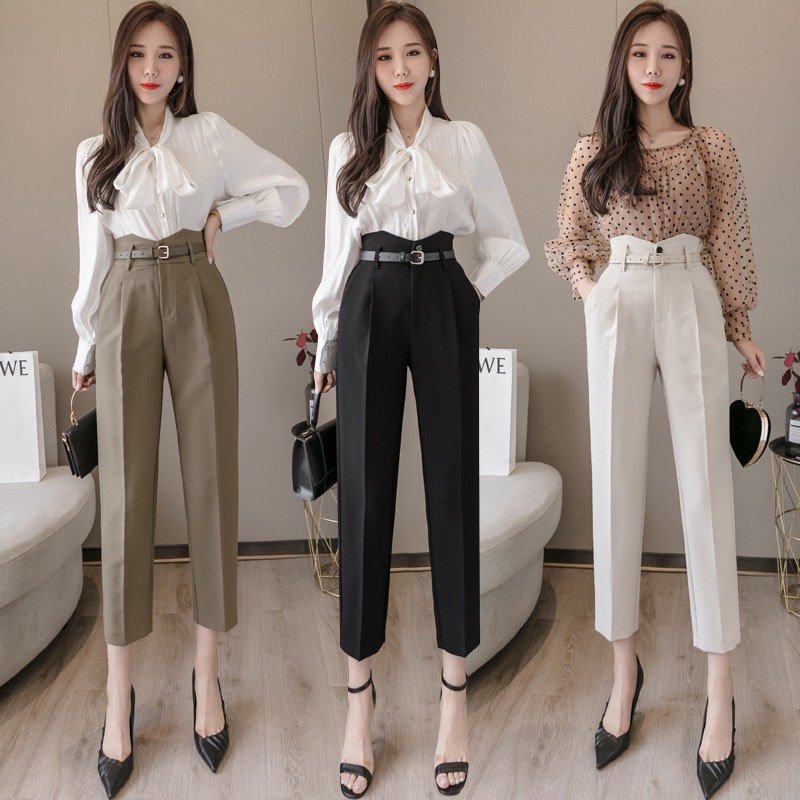 Quần baggy sẻ cạp lưng cao kèm đai _ hypatia nguyễn _ k65độ