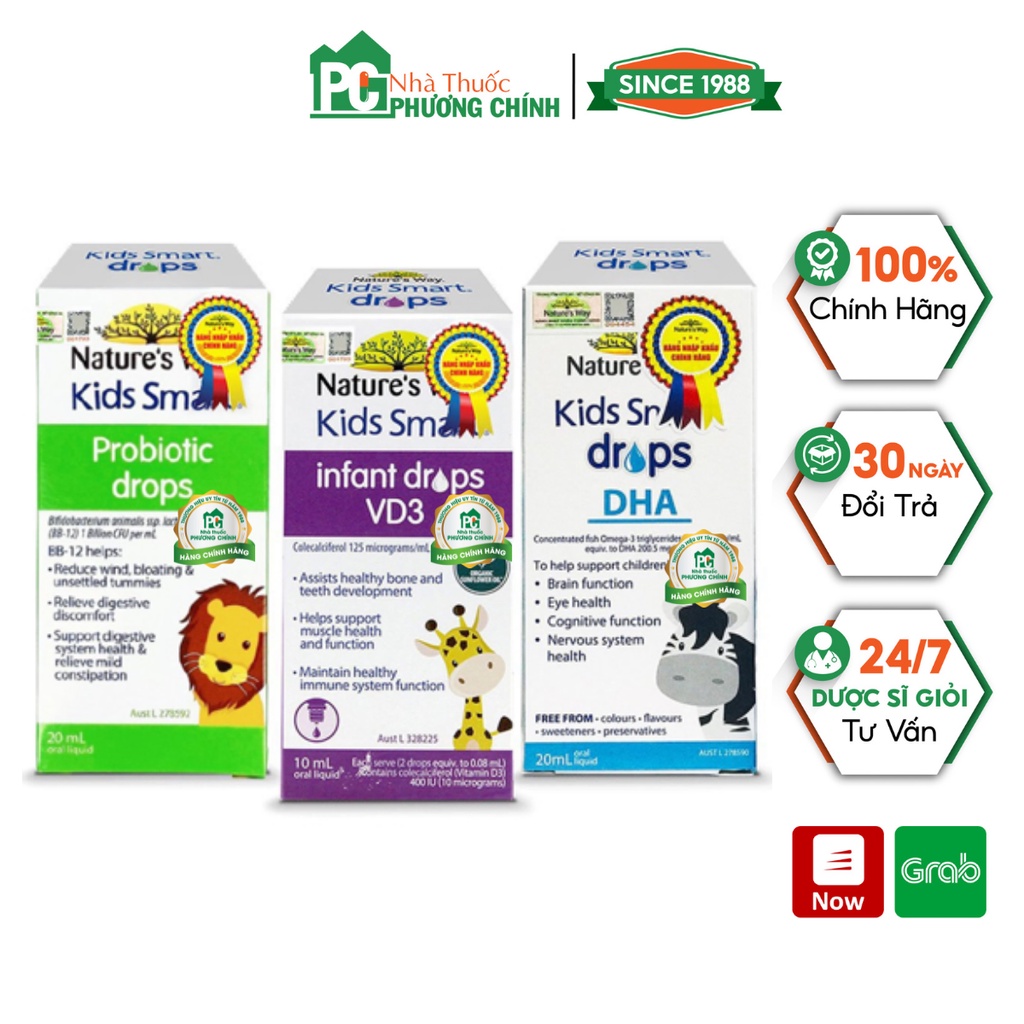 Bộ 3 Natures Way Kids Smart Drops Bổ Sung DHA Vitamin D3 Probiotic Cho Trẻ Sơ Sinh