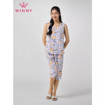WINNY - Bộ đồ lanh sát nách quần ngố mặc nhà 2MNLA23021S