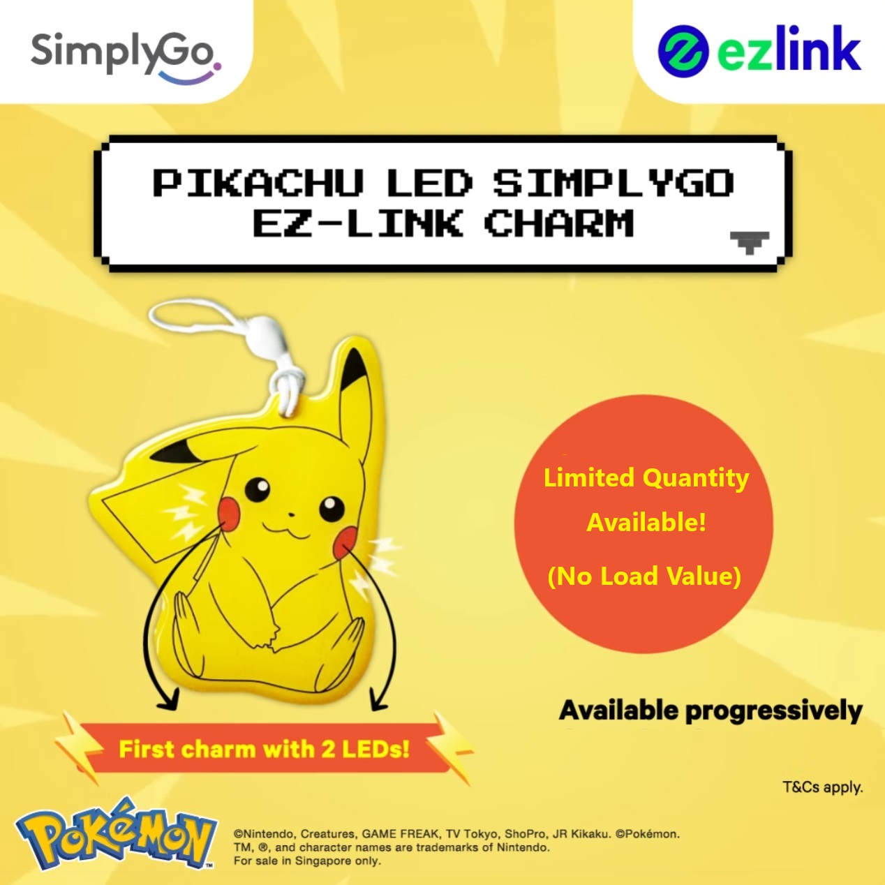 Pokemon Ezlink Charm - Pikachu & Ultra Ball Collectible Led Charm