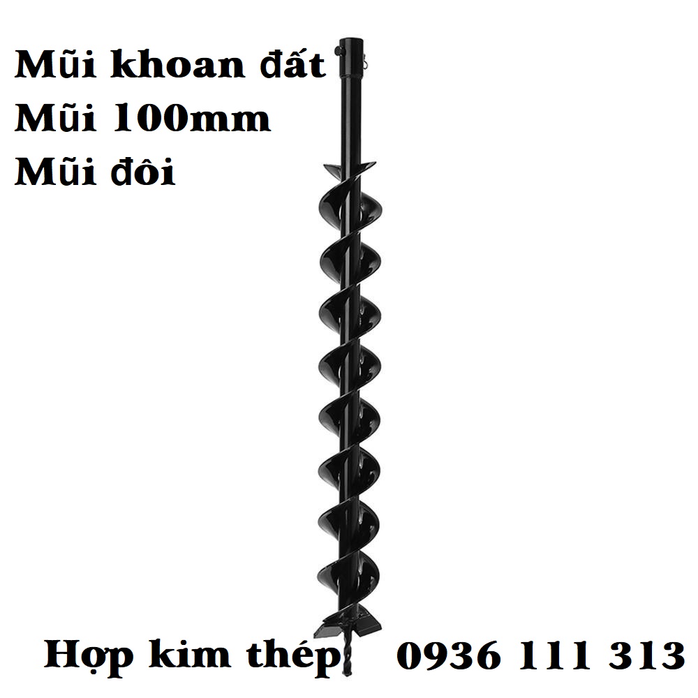 Mũi khoan đất 100mm, 150mm mũi đôi hợp kim thép 80cm