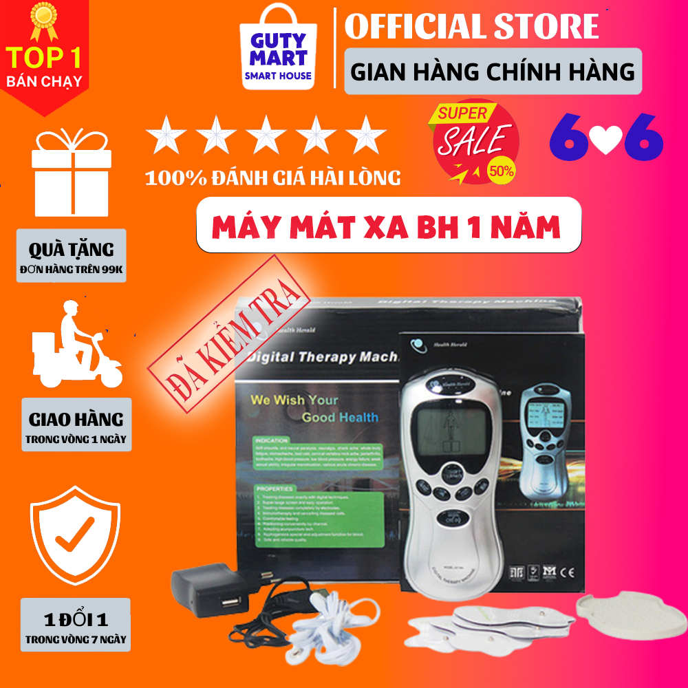 Máy mát xa châm cứu đấm bóp, máy massage xung điện 4 miếng dán vật lý liệu trình mát xa châm cứu bấm huyệt cầm tay lưng cổ vai gáy, máy xoa bóp, máy châm cứu bấm huyệt giúp giảm các triệu chứng đau nhức vai gáy cơ xương khớp