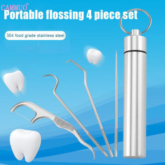 Cammuo Bộ Tăm Xỉa Răng Bằng Thép Không Gỉ Tăm Xỉa Răng Có Thể Tái Sử Dụng Tăm Xỉa Răng Cầm Tay Dụng Cụ Vệ Sinh Răng Miệng