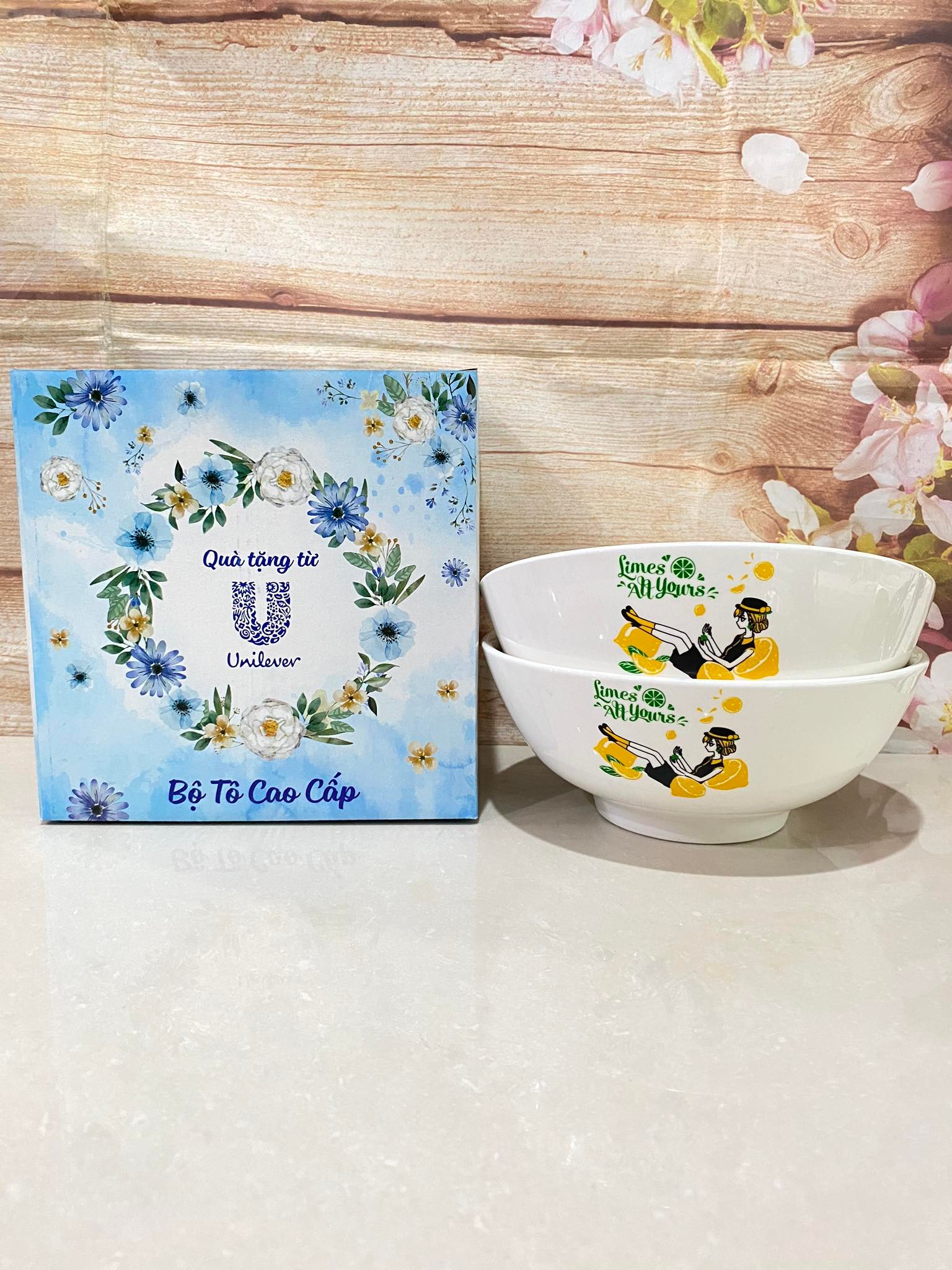 Bộ 2 tô sứ cao cấp in họa tiết hkm Unilever - mẫu ngẫu nhiên - Tô đựng cơm, canh, thức ăn
