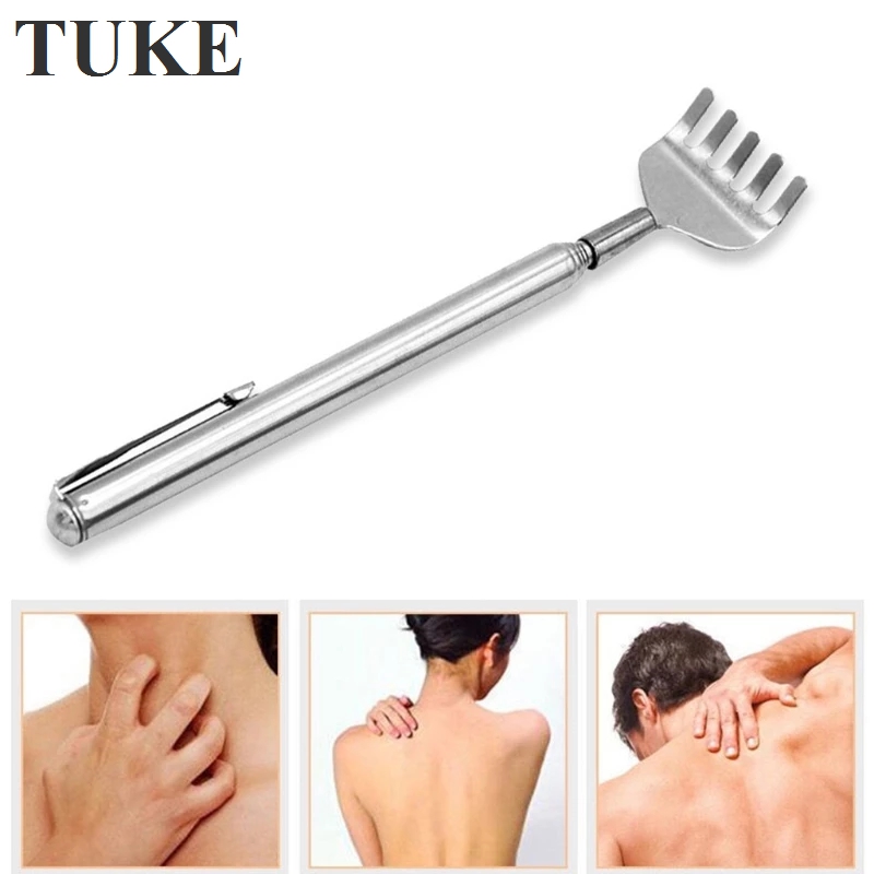 TUKE Portable Telescopic Back Scratcher Itch Massage Tool Adjustable Steel