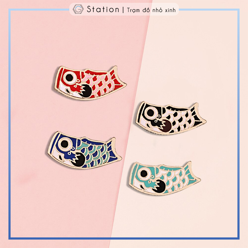 Pin cài áo cá koi mũm mỉm nhật bản - gc131
