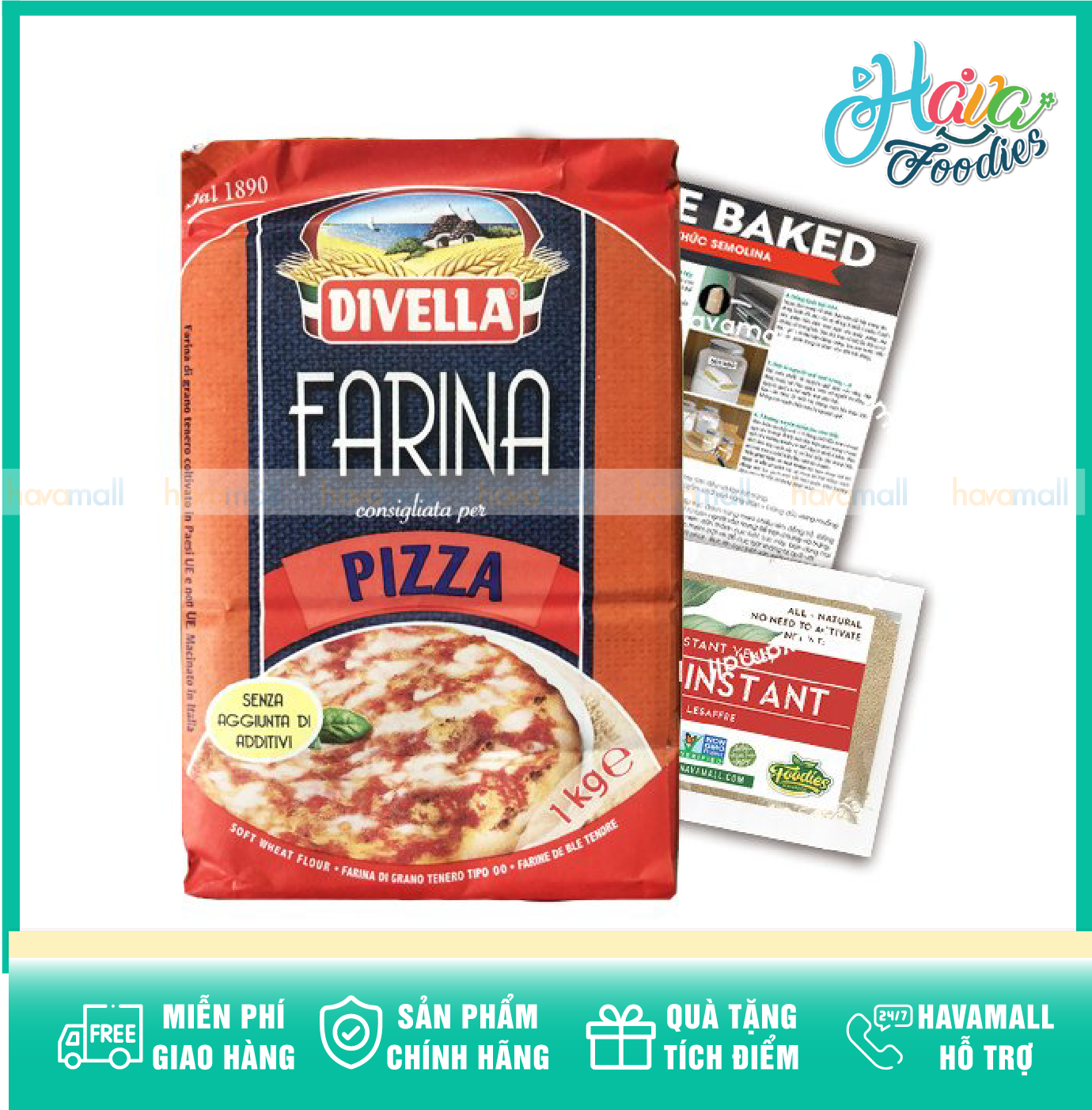 [TẶNG MEN+ CÔNG THỨC] Bột Trộn Sẵn Chuyên Làm Pizza Farina 1KG