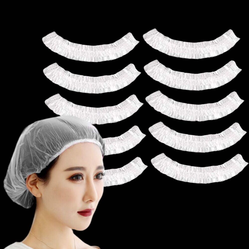 100 mũ nilon trùm đầu túi gấu, 100 bao nilon y tế trùm đầu hỗ trợ nhuộm tóc, ủ tóc dùng 1 lần