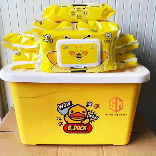 SET 10 BỊCH GIẤY ƯỚT VỊT VÀNG CHUẨN HÃNG TẶNG KÈM THÙNG NHỰA SIÊU XINH