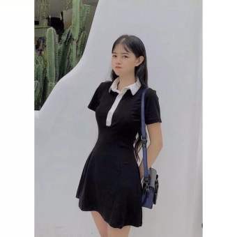 ĐẦM POLO PHỐI CỔ TRẮNG NĂNG ĐỘNG