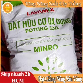 Đất Sạch Đất Hữu Cơ Đa Dụng Lavamix 6.5dm3 (2.5 - 2.8kg) Trồng Rau Sạch Hoa Kiểng Bằng Đất Sạch, Xơ Dừa, Phân Bón Hữu Cơ - Nông Sản Vàng