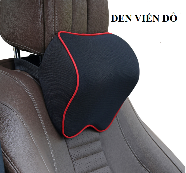 Gối tựa đầu xe hơi chất liệu cao su non hoạt tính cao cấp ( Đen viền đỏ )