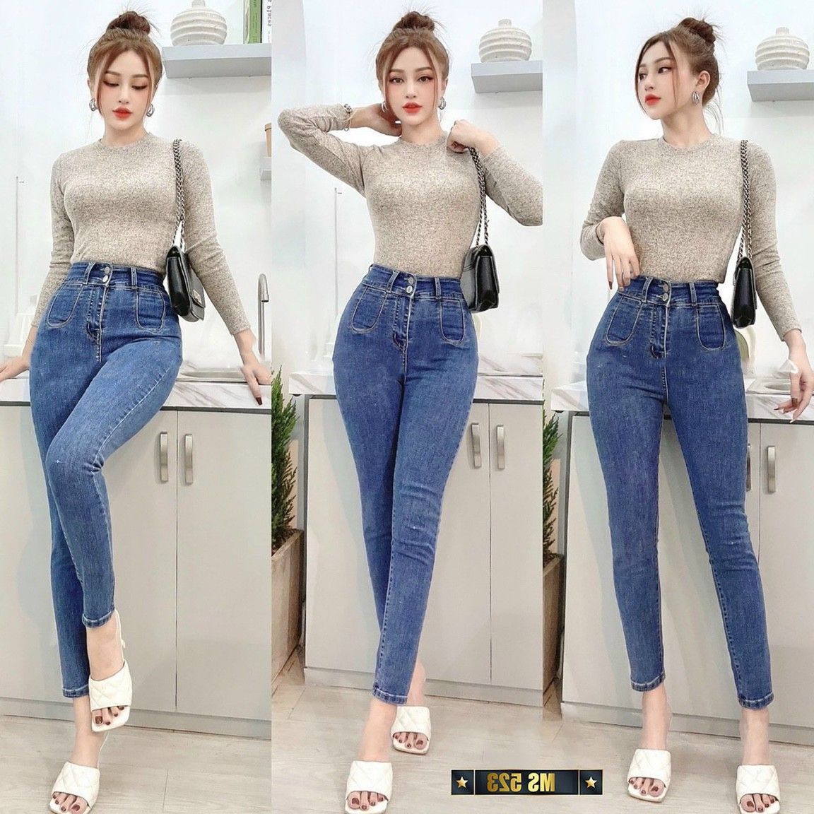 Quần jean nữ Quần bò nữ cào lưng cao cào co giãn cao cấp . SHOP LUNASTORE86