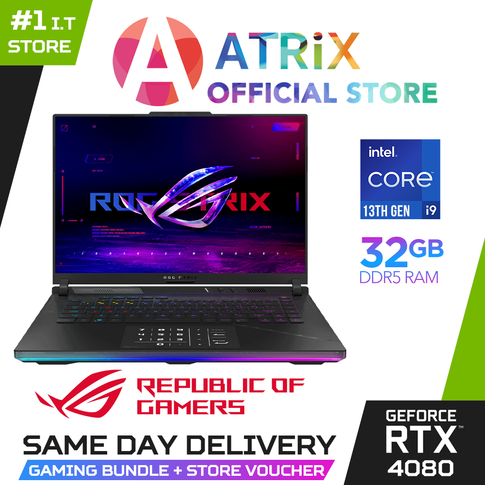 【Free MS Office】ROG Strix Scar 16 G634JZ-N4055W | 16" WQHD (2560x1600) ROG Nebula Display | NVIDIA GeForce RTX 4080 | Intel Core i9-13980HX | 32GB RAM | 1TB SSD | Win11 Home | 2Y ASUS Warranty