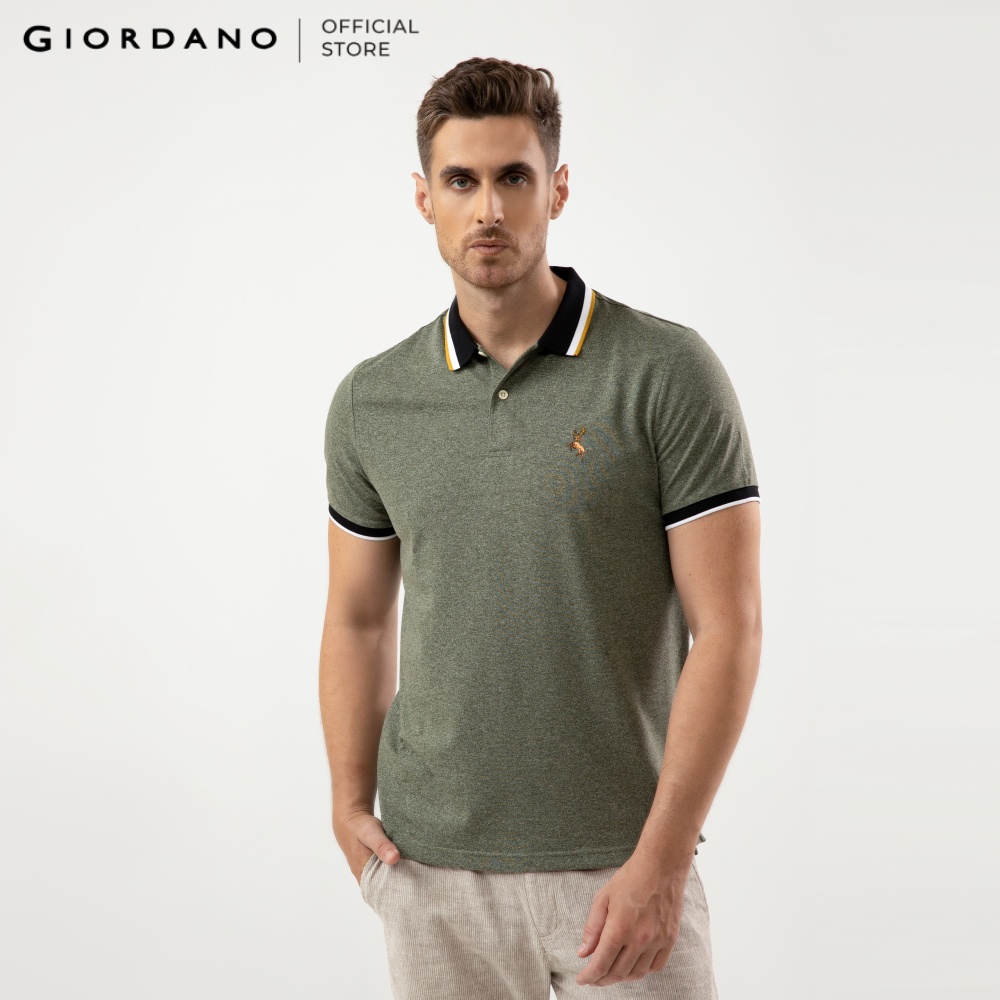 [Special Deal] GIORDANO Áo Thun Nam Có Cổ Logo Hươu Deer Polo 01011202