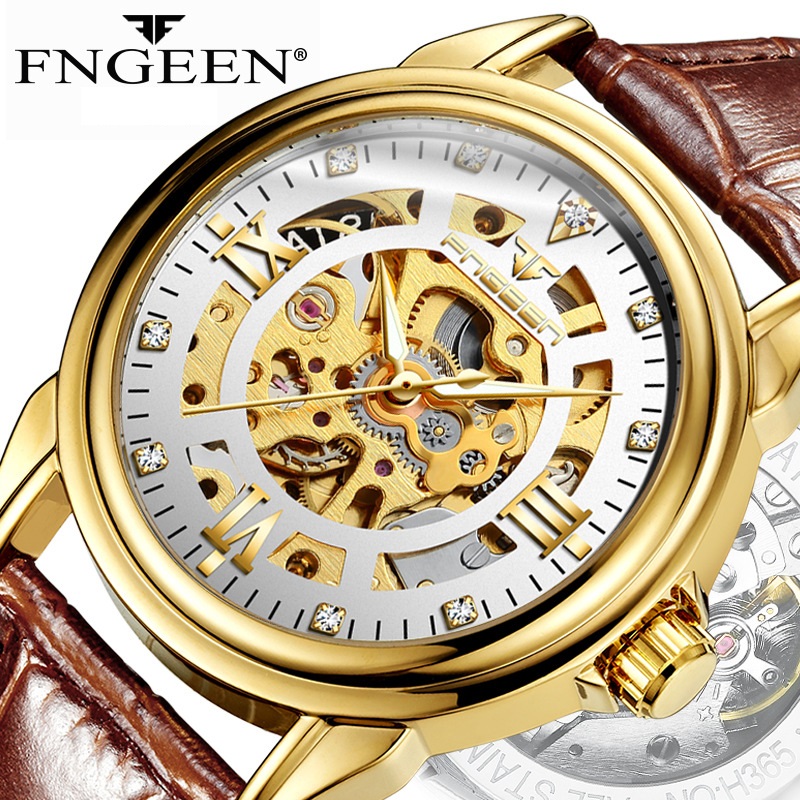 Đồng hồ cơ tự động nam automatic chính hãng fngeen td4 dây da cao cấp thời trang đẹp giá rẻ