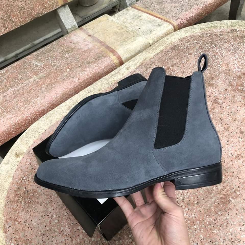 Giày boots nam, giày chelsea boots thời trang da lộn 3 màu dễ mix đồ